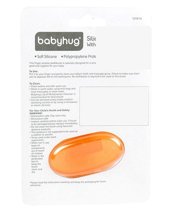 Babyhug Silicone Finger Brush With Case - Orange
