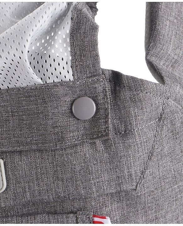 Babyhug Harmony 9-in-1 Ergonomic Baby Carrier with Hip Seat: Breathable fabric, Detachable hood, Padded straps, Pocket storage, and 9 carrying positions for babies up to 15 kg-Grey