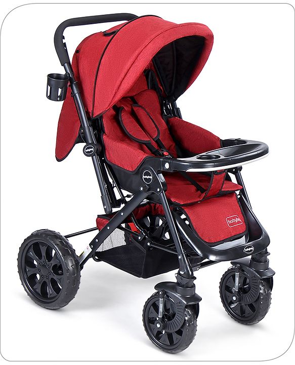 Babyhug Melody Stroller With Reversible Handle & Canopy - Maroon