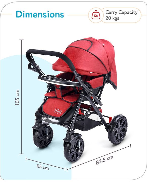 Babyhug Melody Stroller With Reversible Handle & Canopy - Maroon