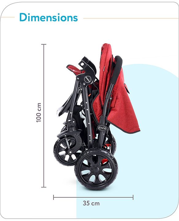 Babyhug Melody Stroller With Reversible Handle & Canopy - Maroon