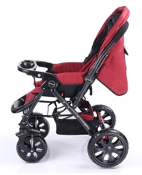 Babyhug Melody Stroller With Reversible Handle & Canopy - Maroon
