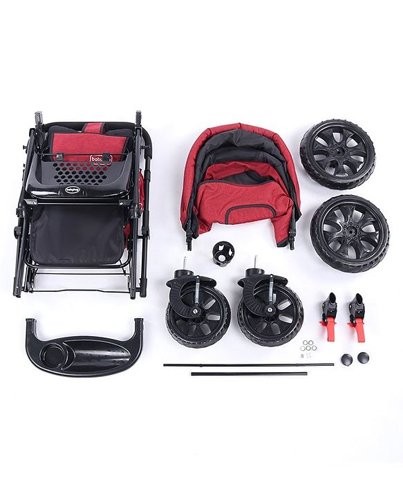 Babyhug Melody Stroller With Reversible Handle & Canopy - Maroon