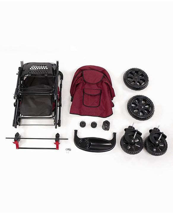 Babyhug Melody Stroller With Reversible Handle & Canopy - Maroon