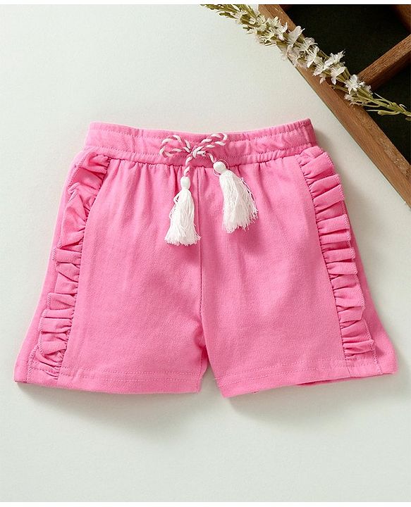 Babyhug Knee Length Drawstring Waist Shorts - Pink