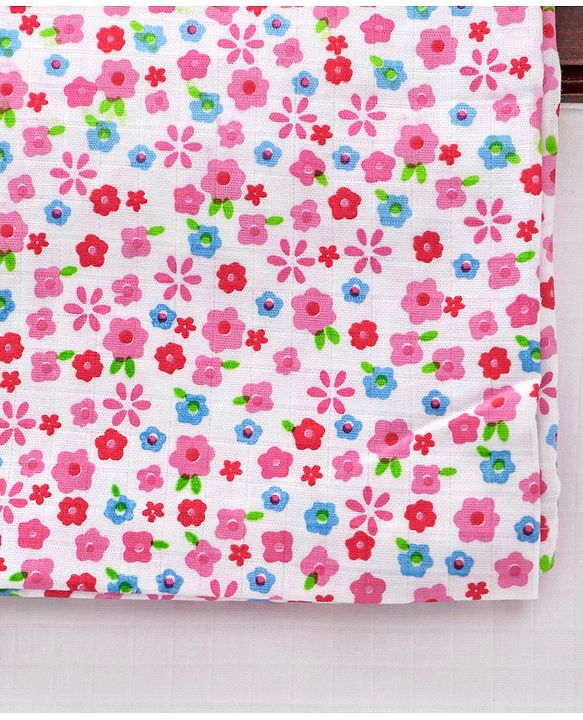 Babyhug 3 in 1 Premium Baby Cotton Muslin Wrapper Cum Swaddle Floral Print Pack of 2  - Pink