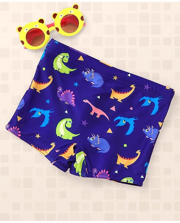 Babyhug Swimming Trunks Dino Print - Royal Blue