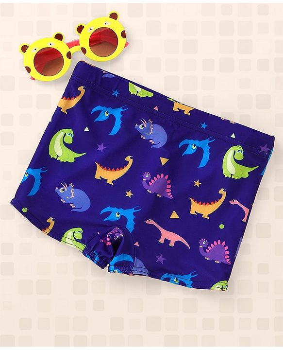 Babyhug Swimming Trunks Dino Print - Royal Blue