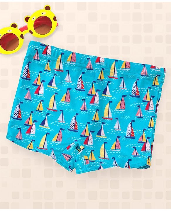 Babyhug Swimming Trunks Boat Print - Blue - 5-6 Y Blue