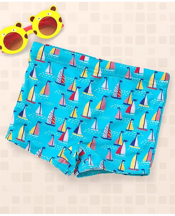 Babyhug Swimming Trunks Boat Print - Blue - 5-6 Y Blue