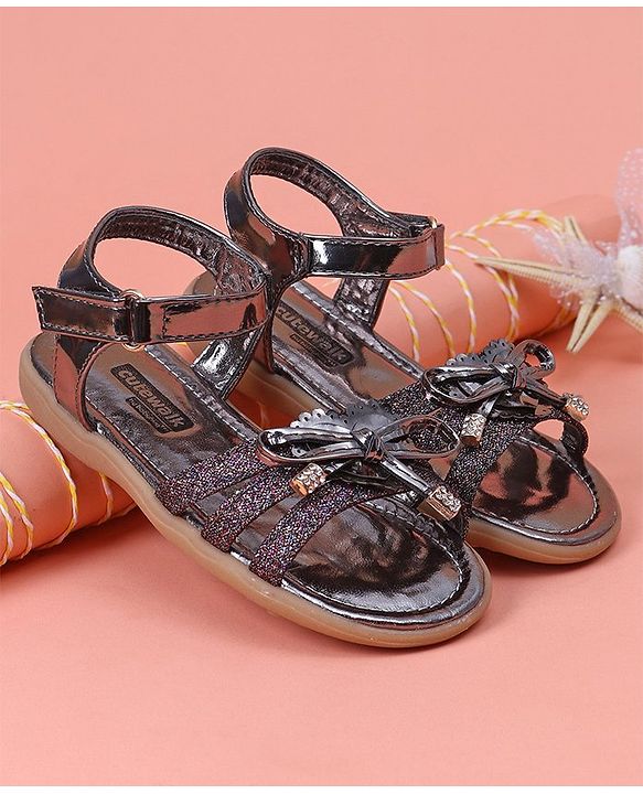 Cute Walk by Babyhug Glitter Party Wear Sandals - Dark Purple