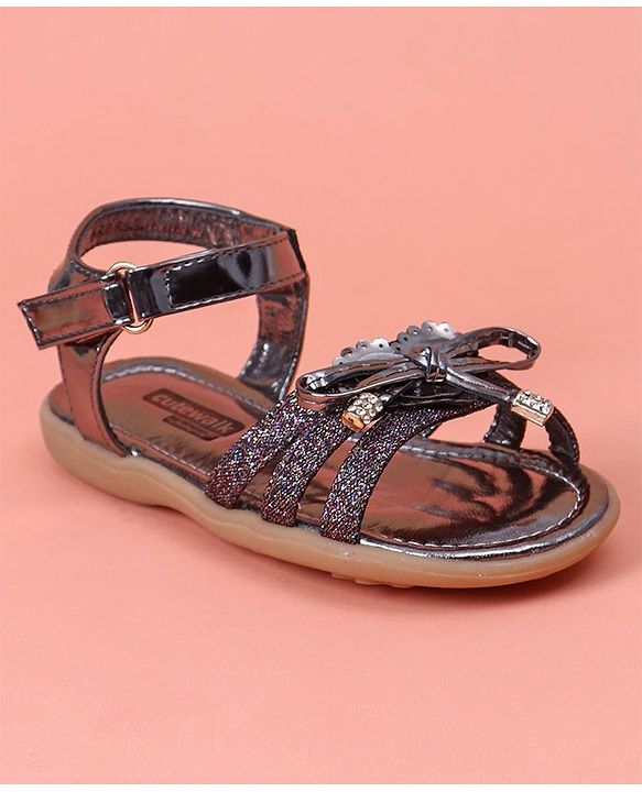 Cute Walk by Babyhug Glitter Party Wear Sandals - Dark Purple