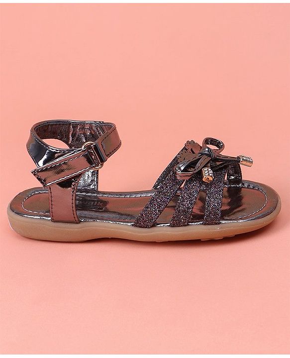 Cute Walk by Babyhug Glitter Party Wear Sandals - Dark Purple