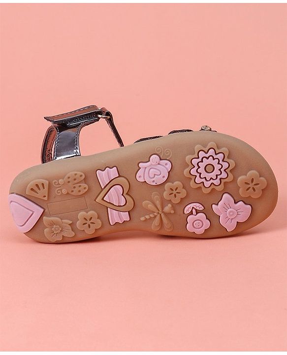 Cute Walk by Babyhug Glitter Party Wear Sandals - Dark Purple