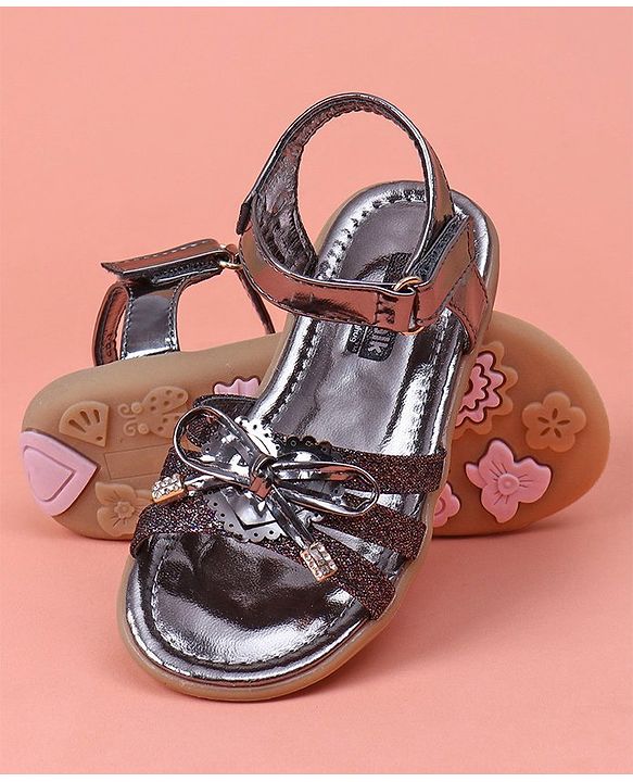 Cute Walk by Babyhug Glitter Party Wear Sandals - Dark Purple
