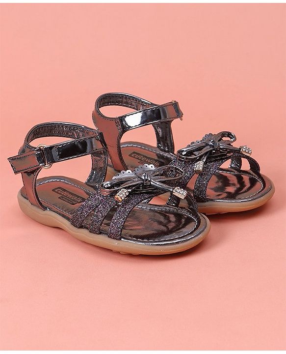Cute Walk by Babyhug Glitter Party Wear Sandals - Dark Purple