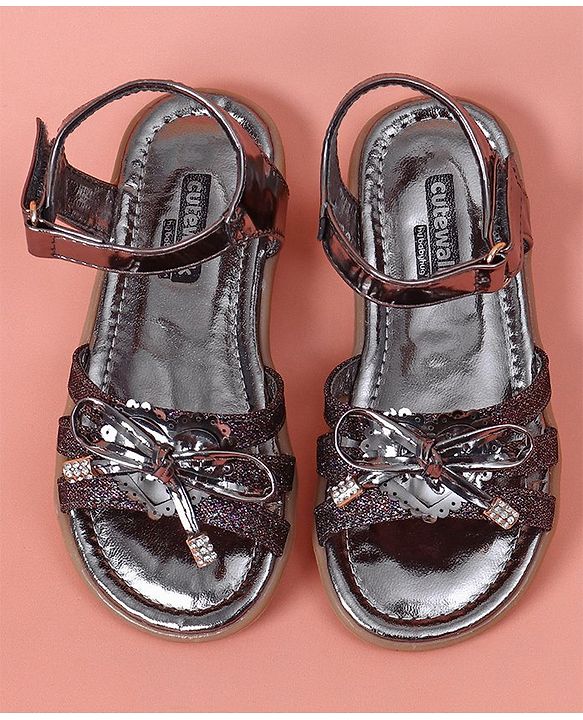 Cute Walk by Babyhug Glitter Party Wear Sandals - Dark Purple