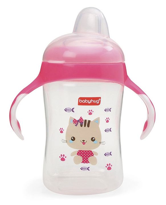 Babyhug Silicone Soft Spout Sipper With Handle Pink - 300 ml