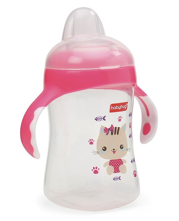 Babyhug Silicone Soft Spout Sipper With Handle Pink - 300 ml