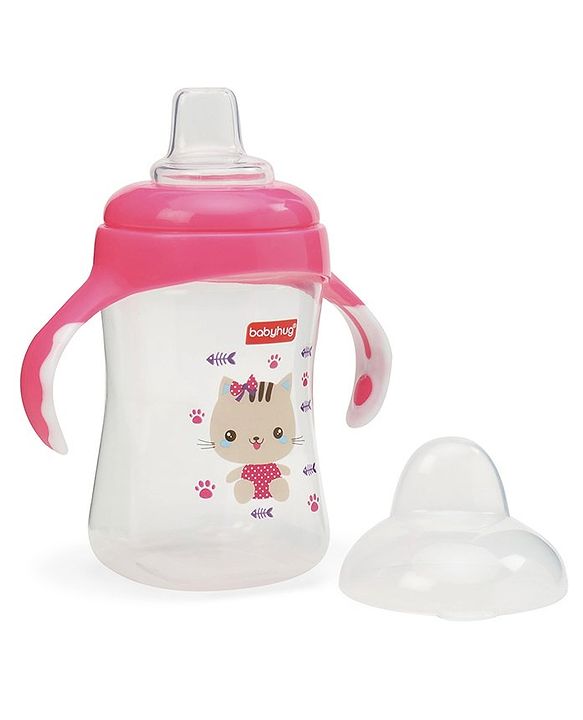 Babyhug Silicone Soft Spout Sipper With Handle Pink - 300 ml