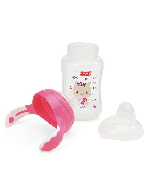 Babyhug Silicone Soft Spout Sipper With Handle Pink - 300 ml
