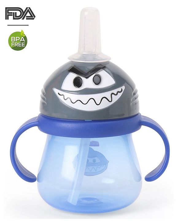 Babyhug Swipey Straw Sipper With Handle Pirate Grey Blue - 250 ml