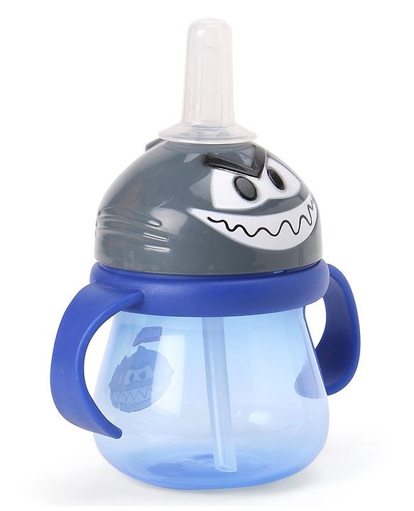 Babyhug Swipey Straw Sipper With Handle Pirate Grey Blue - 250 ml