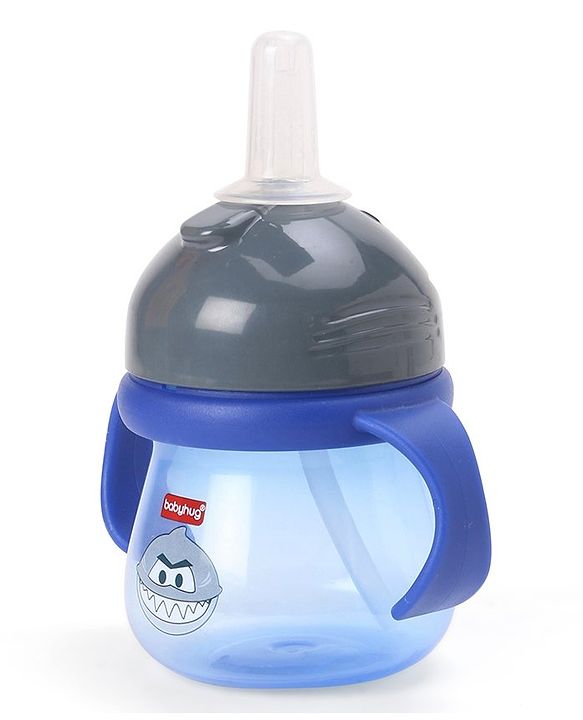 Babyhug Swipey Straw Sipper With Handle Pirate Grey Blue - 250 ml