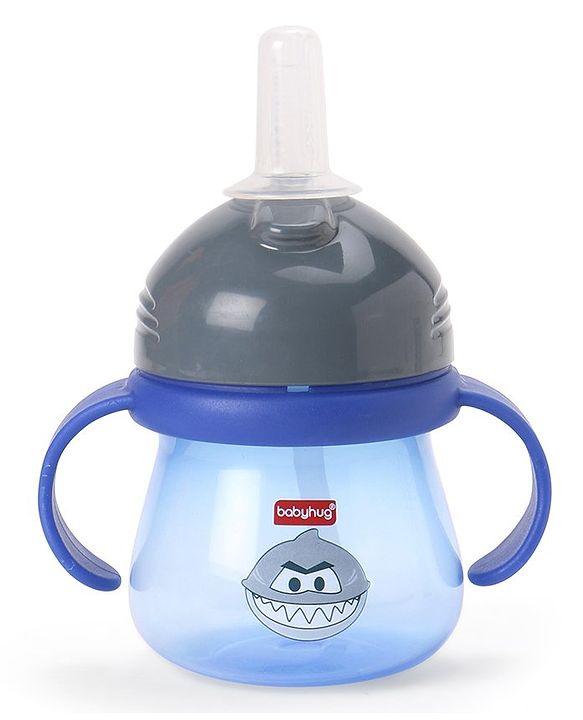 Babyhug Swipey Straw Sipper With Handle Pirate Grey Blue - 250 ml