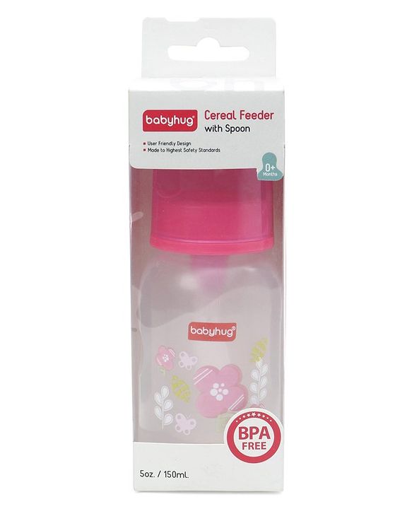 Babyhug Cereal Feeder With Spoon Pink - 150 ml