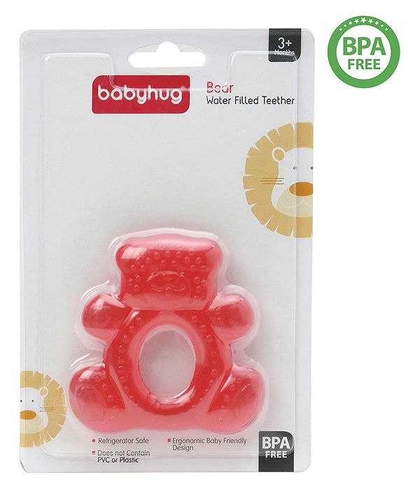 Babyhug Water Filled Bear Shaped Teether - Red