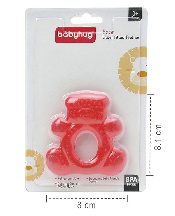 Babyhug Water Filled Bear Shaped Teether - Red