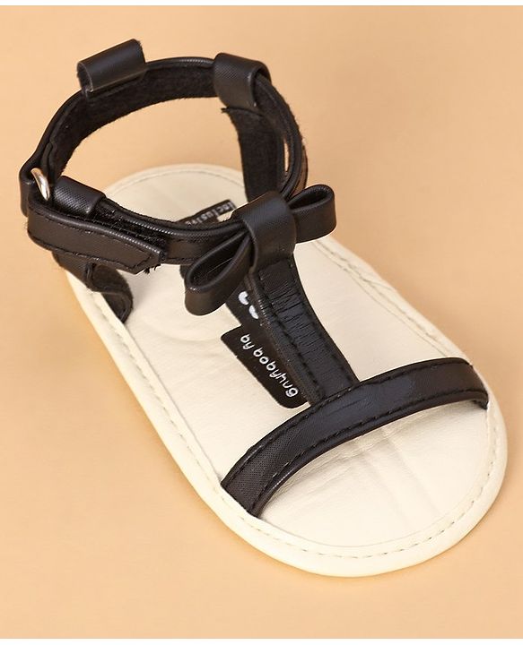 Cute Walk by Babyhug Sandals Style Booties Bow Applique - Black (Sole Color May Vary)