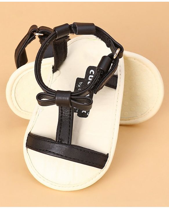 Cute Walk by Babyhug Sandals Style Booties Bow Applique - Black (Sole Color May Vary)
