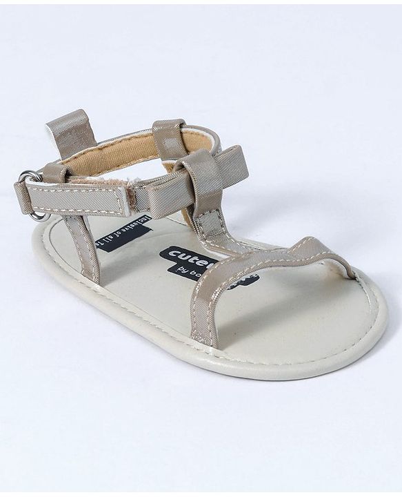 Cute Walk by Babyhug Sandals Style Booties Bow Applique - Grey
