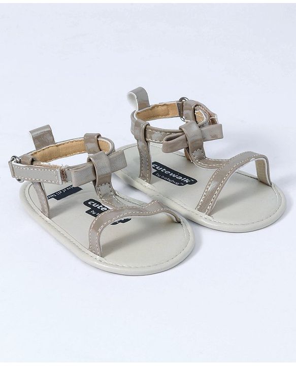 Cute Walk by Babyhug Sandals Style Booties Bow Applique - Grey