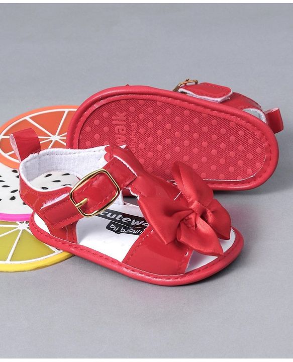 Cute Walk by Babyhug Sandals Style Booties Bow Applique - Red