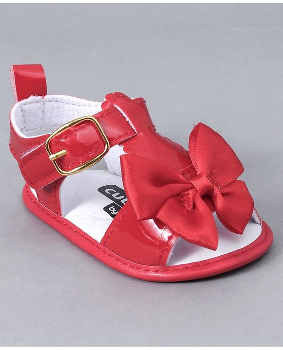 Cute Walk by Babyhug Sandals Style Booties Bow Applique - Red