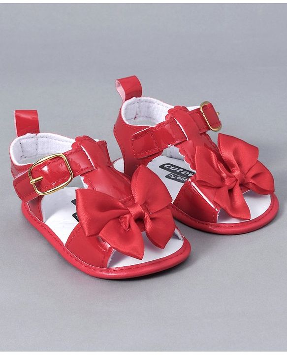 Cute Walk by Babyhug Sandals Style Booties Bow Applique - Red