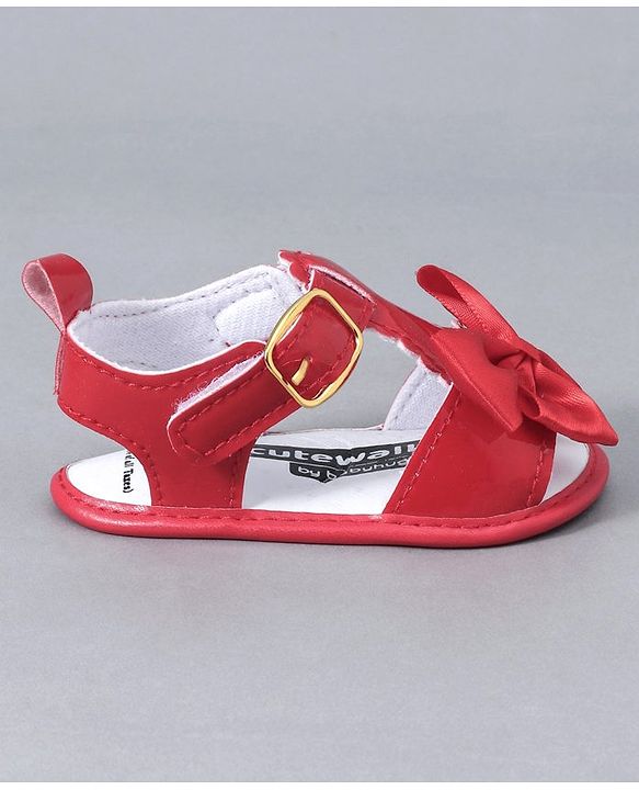Cute Walk by Babyhug Sandals Style Booties Bow Applique - Red