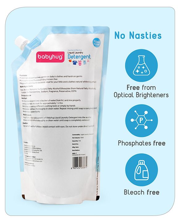 Babyhug Liquid Laundry Detergent Refill Pack - 750 ml