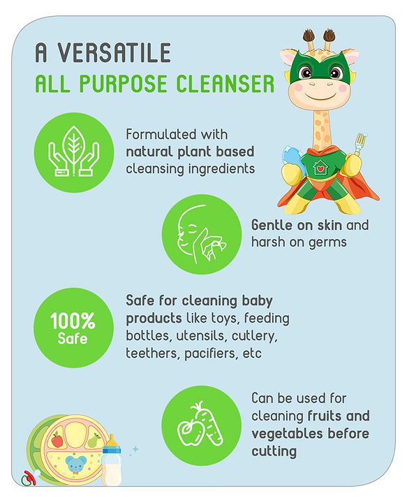 Babyhug Bottle & Veggie Cleanser Refill  1200 ml| Food-Grade| Anti-Bacterial| Plant-Based| Removes Pesticides| Essential for Teething and Crawling Todlers