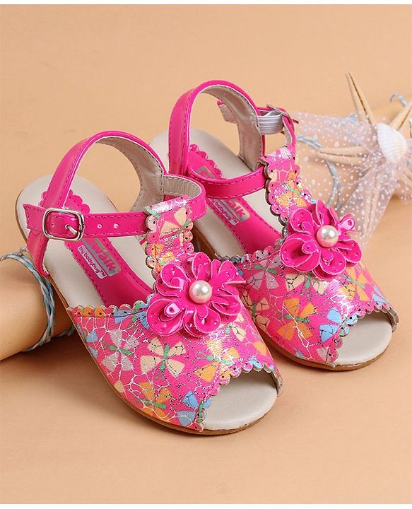 Cute Walk by Babyhug Buckle Closure Peep Toe Sandal - Dark Pink