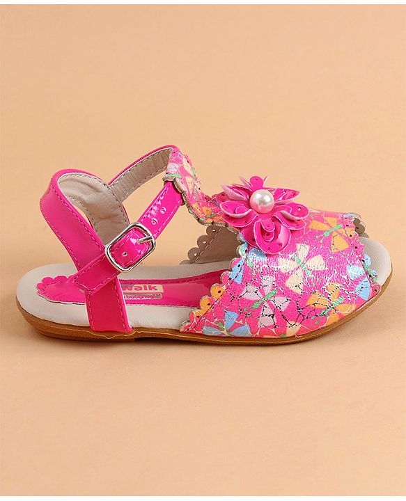 Cute Walk by Babyhug Buckle Closure Peep Toe Sandal - Dark Pink