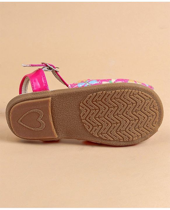 Cute Walk by Babyhug Buckle Closure Peep Toe Sandal - Dark Pink