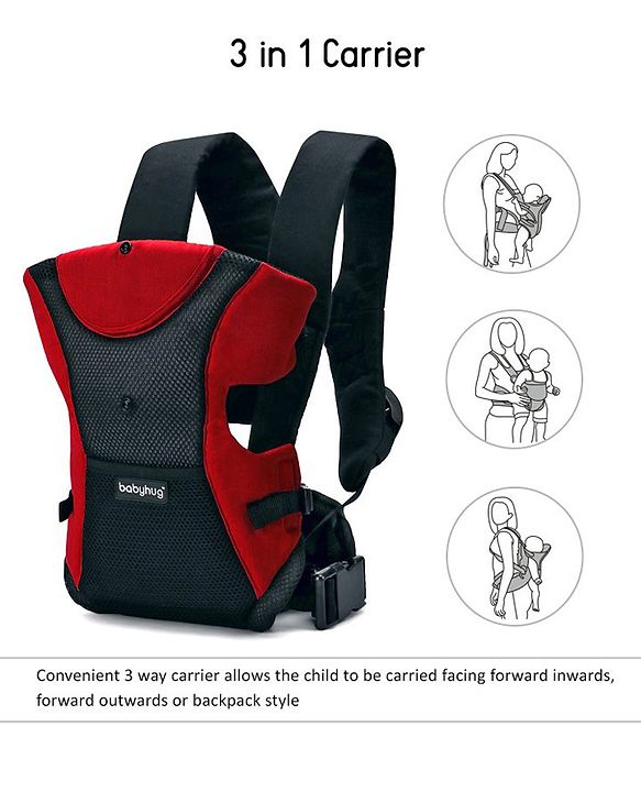 Babyhug Kangaroo Pouch 3 Way Baby Carrier - Red & Black