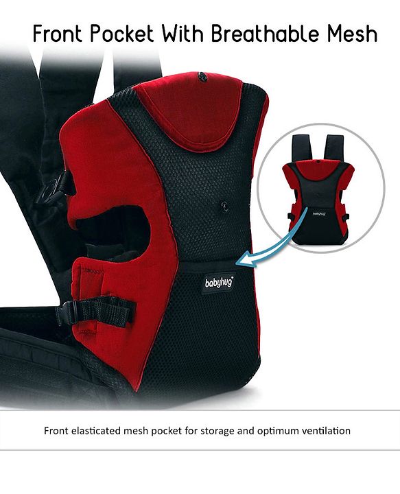 Babyhug Kangaroo Pouch 3 Way Baby Carrier - Red & Black