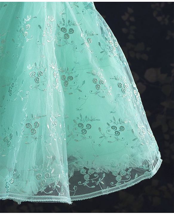 Babyhug Sleeveless Party Frock Pearl Embellishments & Floral Print - Green - 12-18 M Green