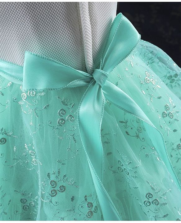 Babyhug Sleeveless Party Frock Pearl Embellishments & Floral Print - Green - 12-18 M Green