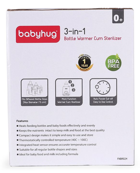 Babyhug 3-1 Bottle Warmer Cum Sterilizer - White